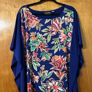 Bob Mackie Navy Floral Dolman Tunic